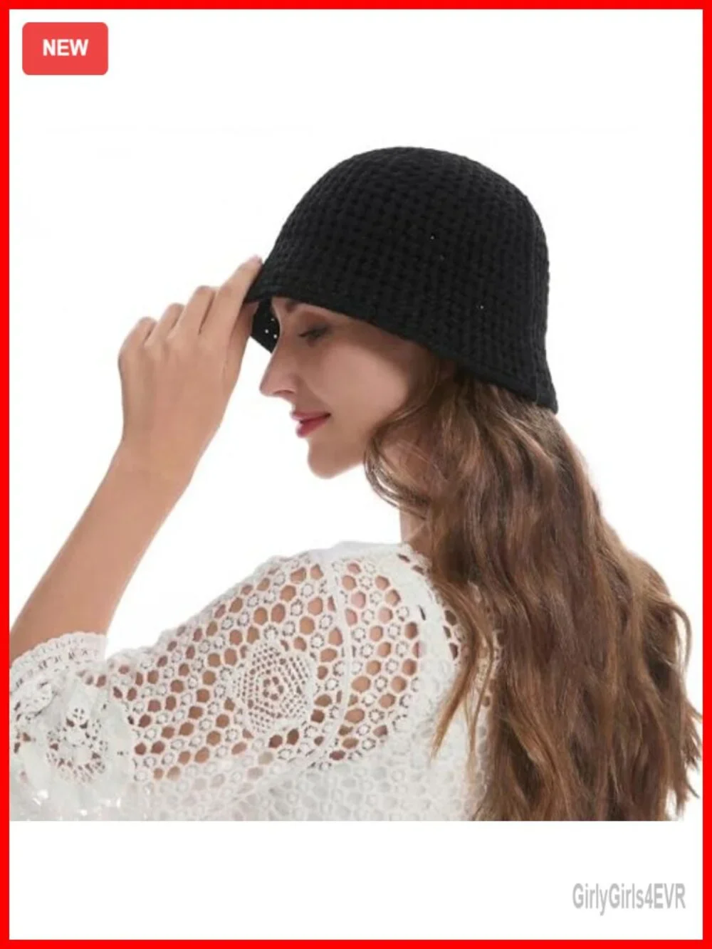 100% Cotton Handmade Crochet Knit Floral Bucket Hat for Women